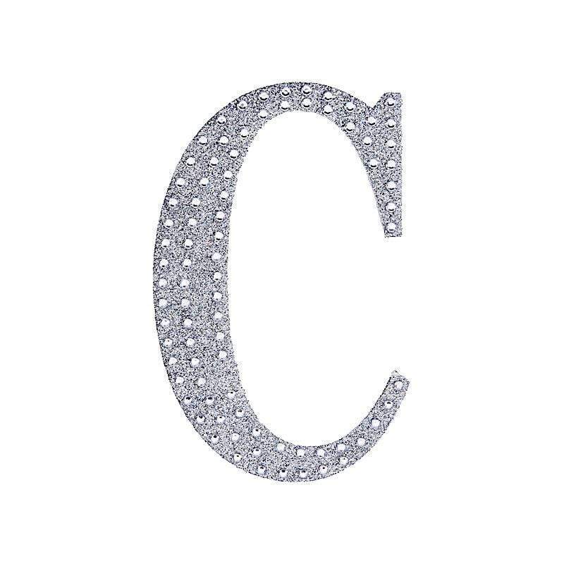6" tall Letter Self-Adhesive Rhinestones Gem Sticker - Silver DIA_NUM_GLIT6_SILV_C