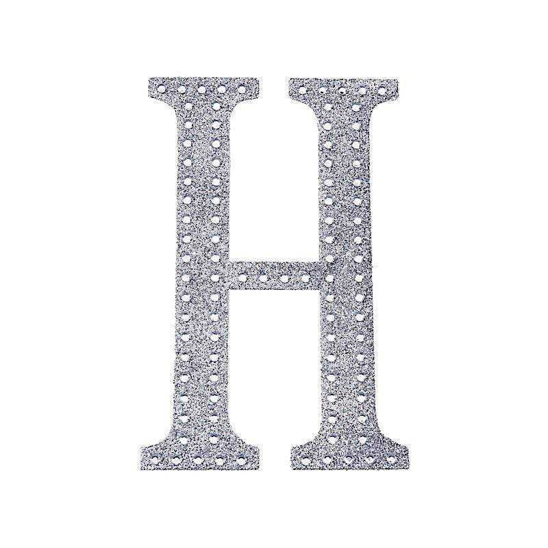 6" tall Letter Self-Adhesive Rhinestones Gem Sticker - Silver DIA_NUM_GLIT6_SILV_H