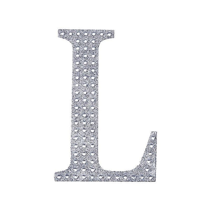 6" tall Letter Self-Adhesive Rhinestones Gem Sticker - Silver DIA_NUM_GLIT6_SILV_L