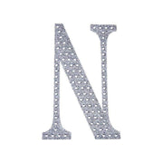 6" tall Letter Self-Adhesive Rhinestones Gem Sticker - Silver DIA_NUM_GLIT6_SILV_N