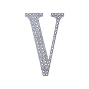 6" tall Letter Self-Adhesive Rhinestones Gem Sticker - Silver DIA_NUM_GLIT6_SILV_V