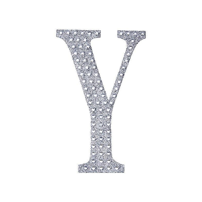 6" tall Letter Self-Adhesive Rhinestones Gem Sticker - Silver DIA_NUM_GLIT6_SILV_Y