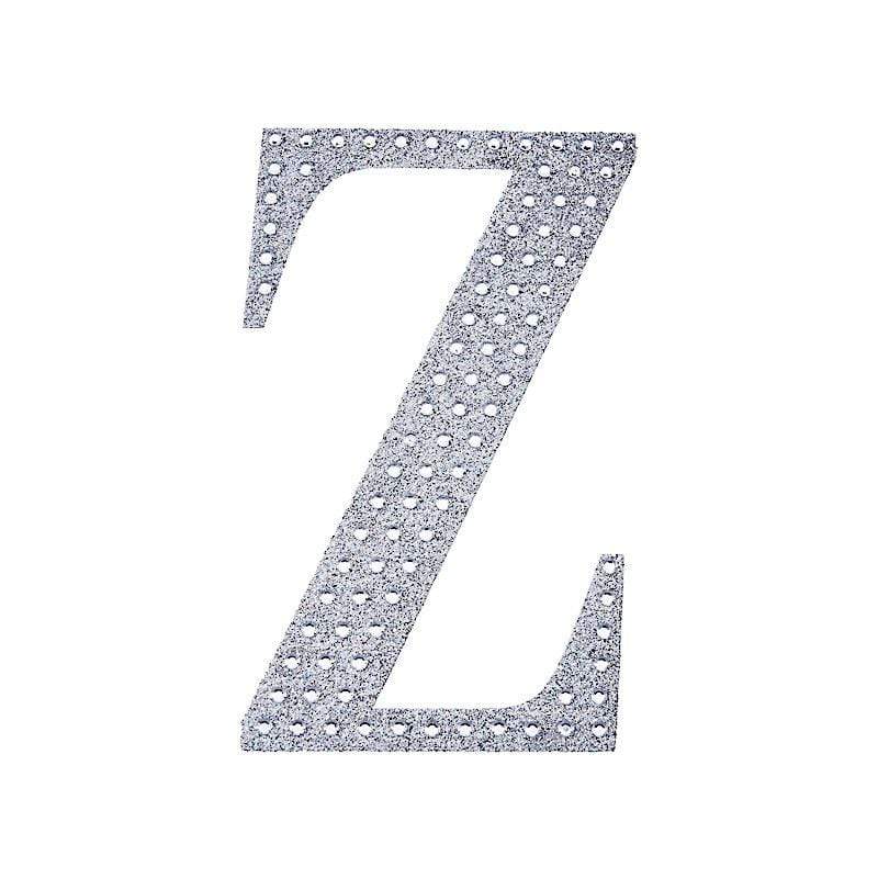 6" tall Letter Self-Adhesive Rhinestones Gem Sticker - Silver DIA_NUM_GLIT6_SILV_Z