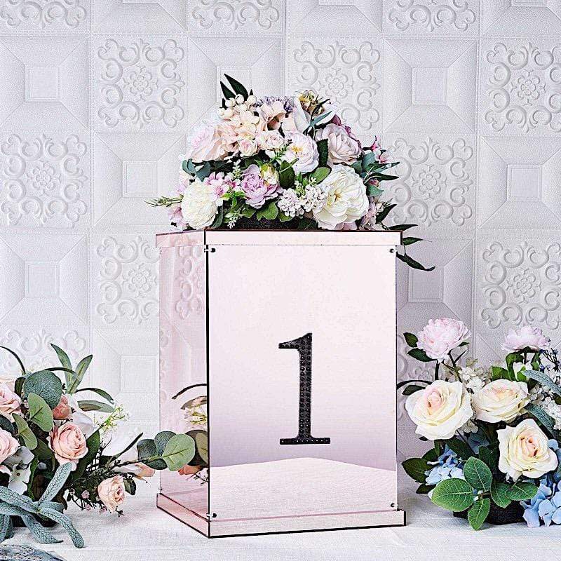 6" tall Number Self-Adhesive Rhinestones Gem Stickers - Black