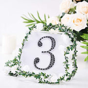 6" tall Number Self-Adhesive Rhinestones Gem Stickers - Black
