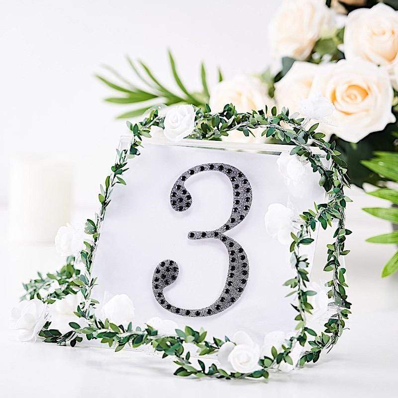 6" tall Number Self-Adhesive Rhinestones Gem Stickers - Black