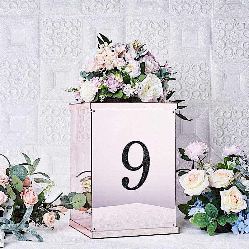 6" tall Number Self-Adhesive Rhinestones Gem Stickers - Black