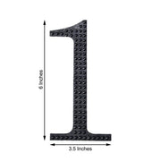 6" tall Number Self-Adhesive Rhinestones Gem Stickers - Black