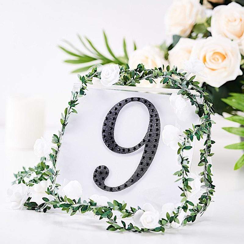 6" tall Number Self-Adhesive Rhinestones Gem Stickers - Black