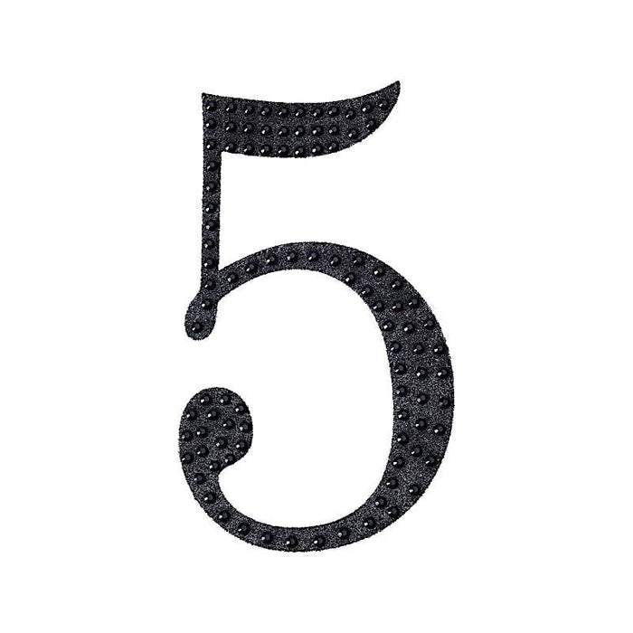 6" tall Number Self-Adhesive Rhinestones Gem Stickers - Black DIA_NUM_GLIT6_BLK_5