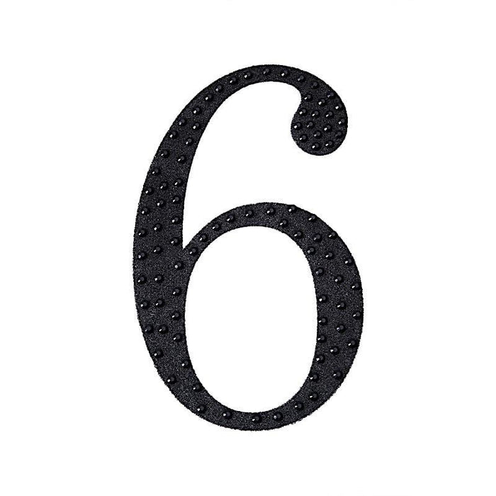 6" tall Number Self-Adhesive Rhinestones Gem Stickers - Black DIA_NUM_GLIT6_BLK_6