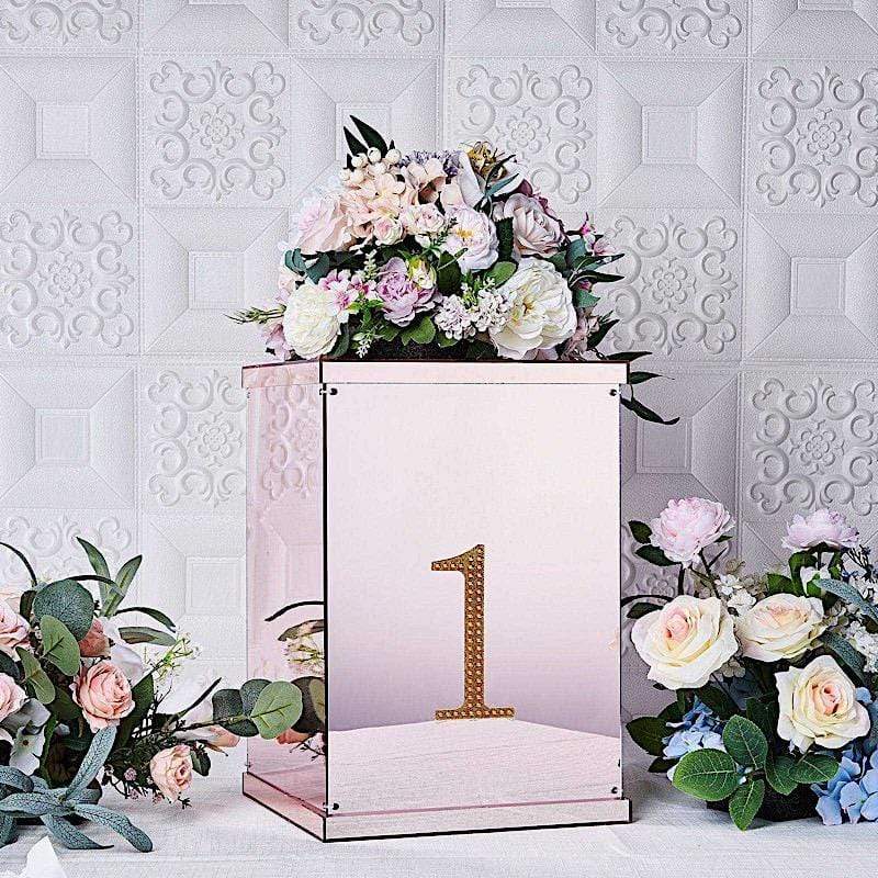 6" tall Number Self-Adhesive Rhinestones Gem Stickers - Gold