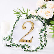 6" tall Number Self-Adhesive Rhinestones Gem Stickers - Gold