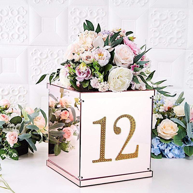 6" tall Number Self-Adhesive Rhinestones Gem Stickers - Gold