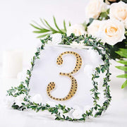 6" tall Number Self-Adhesive Rhinestones Gem Stickers - Gold