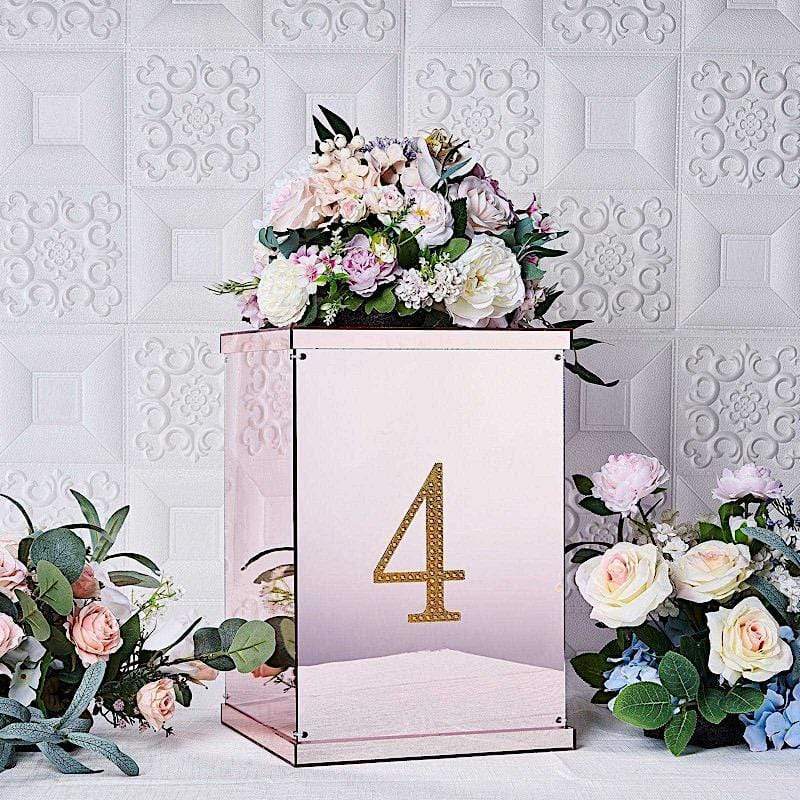 6" tall Number Self-Adhesive Rhinestones Gem Stickers - Gold