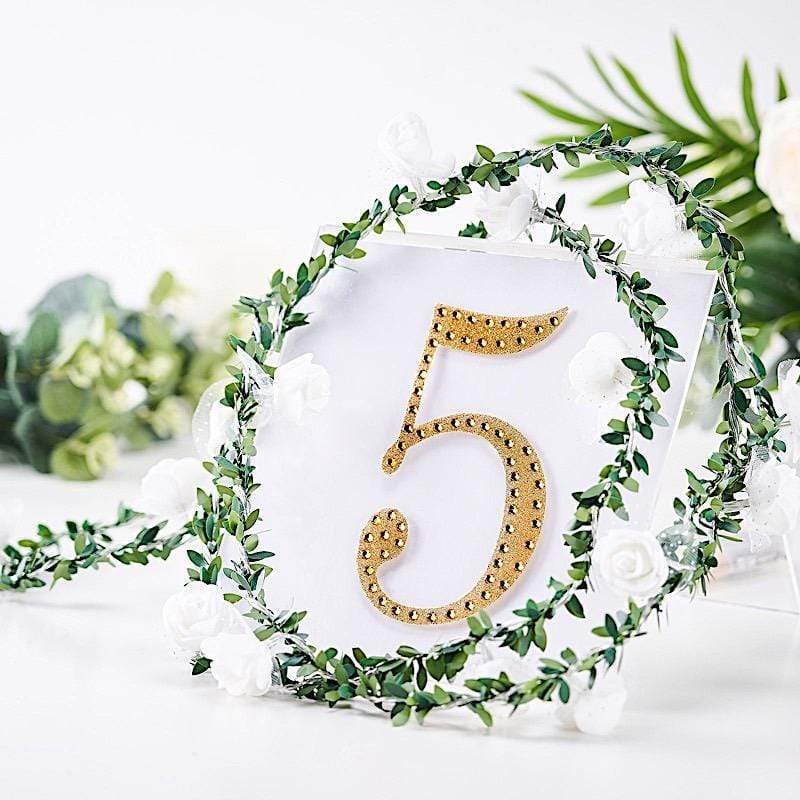 6" tall Number Self-Adhesive Rhinestones Gem Stickers - Gold