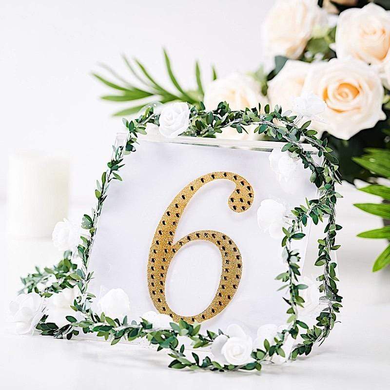 6" tall Number Self-Adhesive Rhinestones Gem Stickers - Gold