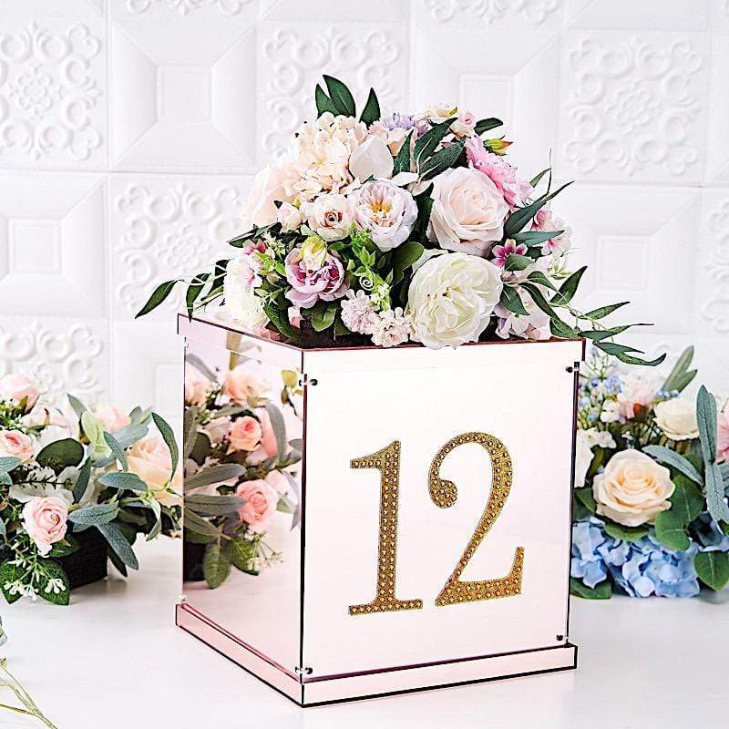 6" tall Number Self-Adhesive Rhinestones Gem Stickers - Gold