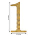 6" tall Number Self-Adhesive Rhinestones Gem Stickers - Gold