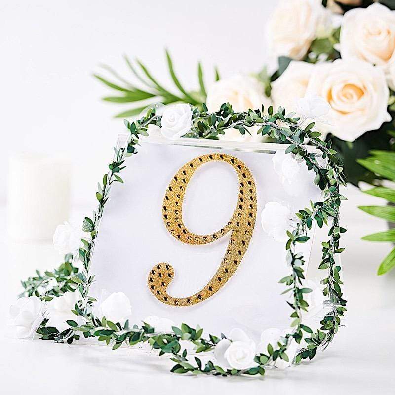 6" tall Number Self-Adhesive Rhinestones Gem Stickers - Gold