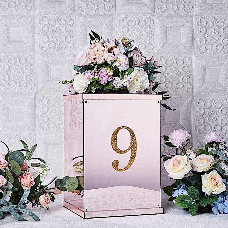 6" tall Number Self-Adhesive Rhinestones Gem Stickers - Gold