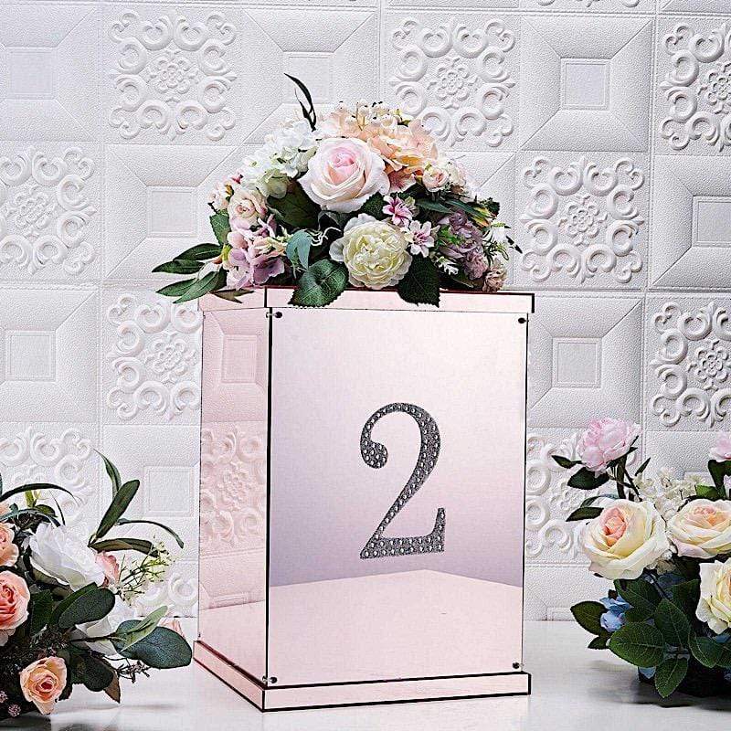 6" tall Number Self-Adhesive Rhinestones Gem Stickers - Silver