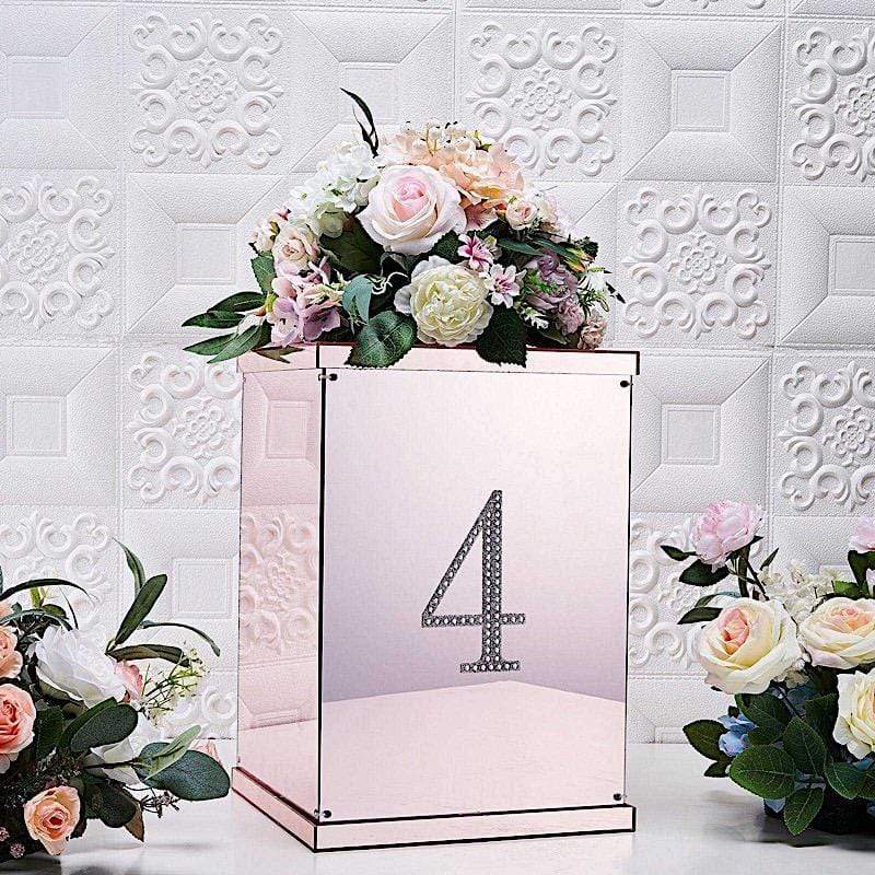 6" tall Number Self-Adhesive Rhinestones Gem Stickers - Silver