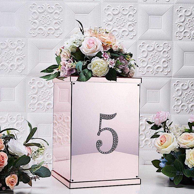 6" tall Number Self-Adhesive Rhinestones Gem Stickers - Silver