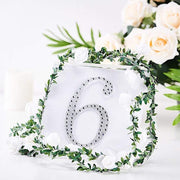 6" tall Number Self-Adhesive Rhinestones Gem Stickers - Silver