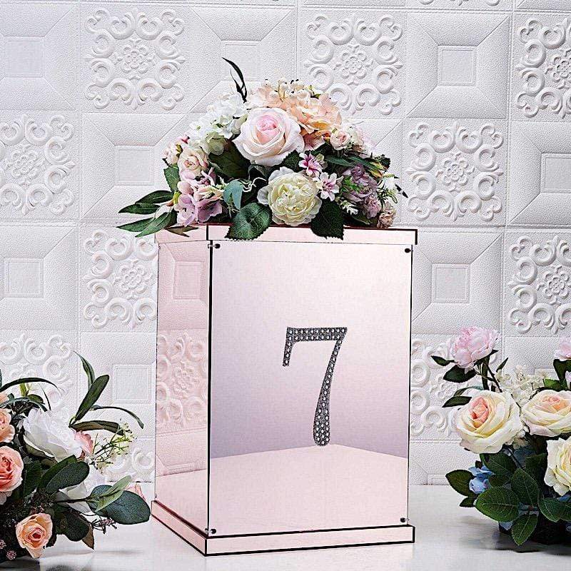 6" tall Number Self-Adhesive Rhinestones Gem Stickers - Silver