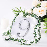 6" tall Number Self-Adhesive Rhinestones Gem Stickers - Silver