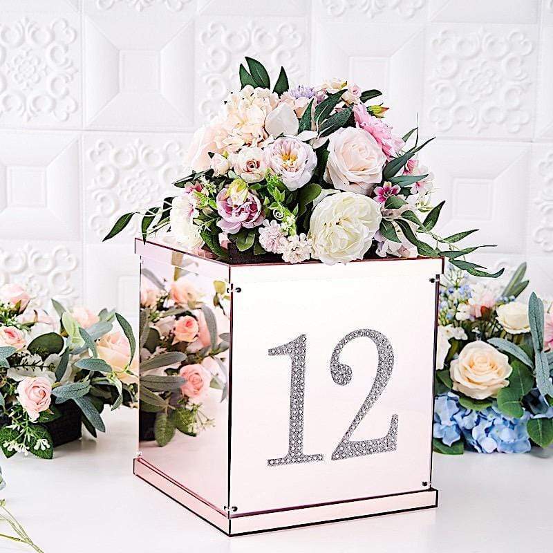 6" tall Number Self-Adhesive Rhinestones Gem Stickers - Silver