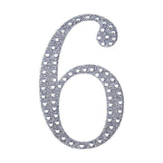 6" tall Number Self-Adhesive Rhinestones Gem Stickers - Silver DIA_NUM_GLIT6_SILV_6