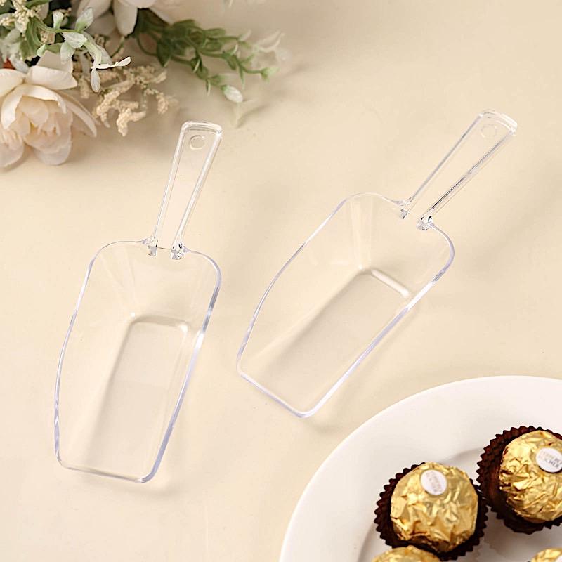 6 Treats and Candy Table Scoopers - Clear - Disposable Tableware PLST_SCOOP_CLR