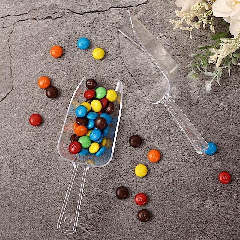 6 Treats and Candy Table Scoopers - Clear - Disposable Tableware PLST_SCOOP_CLR