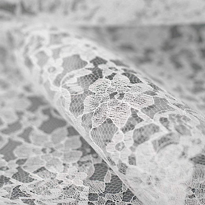 6" x 10 yards Floral Lace Fabric Roll - White TUL_LACE6_001