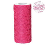 6" x 10 yards Glittered Lace Fabric Bolt - Fuchsia TUL_B6_033