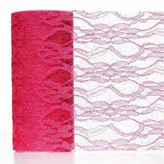 6" x 10 yards Glittered Lace Fabric Bolt - Fuchsia TUL_B6_033