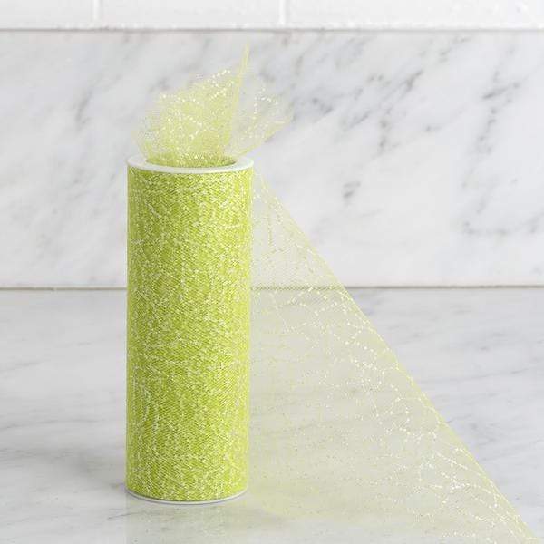 6" x 10 yards Wedding Tulle Roll with Marble Glitter - Apple Green TULA06_0610_APPL