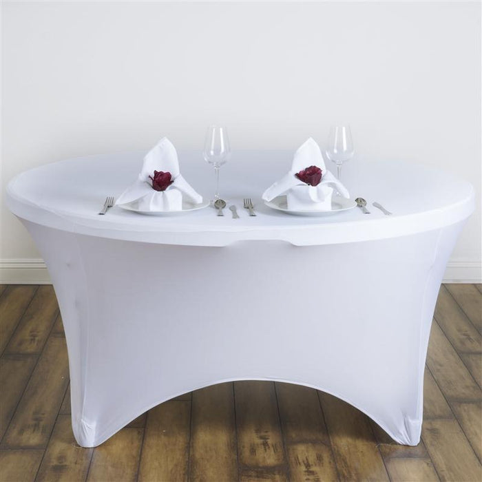 60" Fitted Spandex Round Tablecloth - White TAB_SPX60_WHT