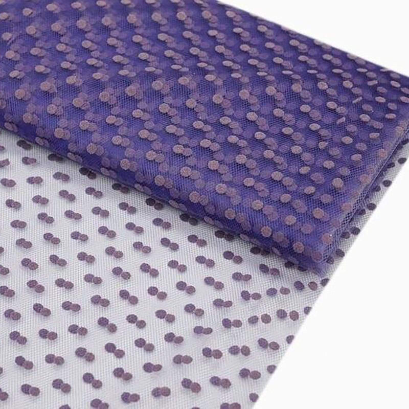 60" x 10 yards Wedding Tulle Roll with Polka Dots - Purple TULA03_6010_PURP