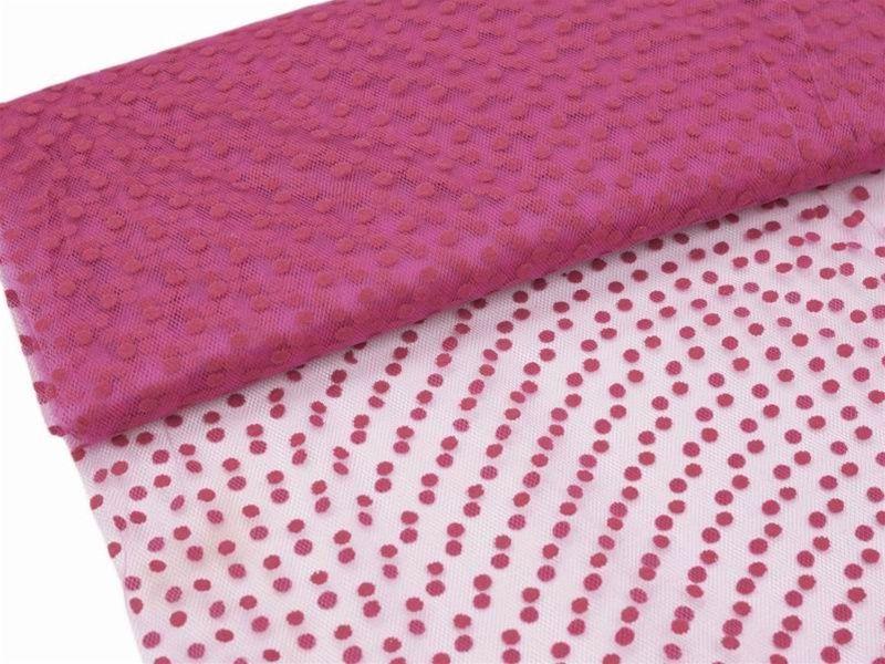 60" x 10 yards Wedding Tulle Roll with Polka Dots - Fuchsia TULA03_6010_FUSH