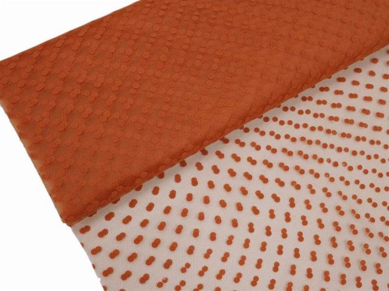60" x 10 yards Wedding Tulle Roll with Polka Dots - Orange TULA03_6010_ORNG