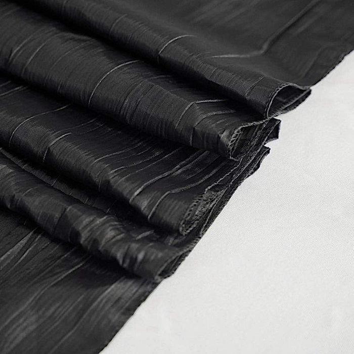 60" x 102" Accordion Metallic Crinkled Taffeta Rectangular Tablecloth - Black TAB_ACRNK_60102_BLK
