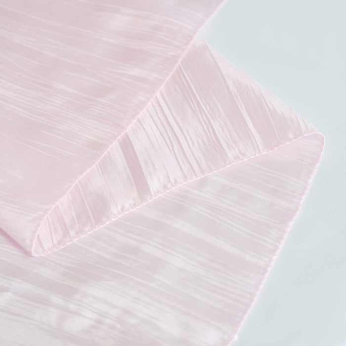 60" x 102" Accordion Metallic Crinkled Taffeta Rectangular Tablecloth - Pink TAB_ACRNK_60102_PINK