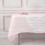 60" x 102" Accordion Metallic Crinkled Taffeta Rectangular Tablecloth - Pink TAB_ACRNK_60102_PINK