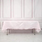 60" x 102" Accordion Metallic Crinkled Taffeta Rectangular Tablecloth - Pink TAB_ACRNK_60102_PINK
