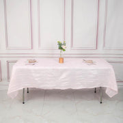 60" x 102" Accordion Metallic Crinkled Taffeta Rectangular Tablecloth - Pink TAB_ACRNK_60102_PINK