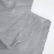 60" x 102" Accordion Metallic Crinkled Taffeta Rectangular Tablecloth - Silver TAB_ACRNK_60102_SILV